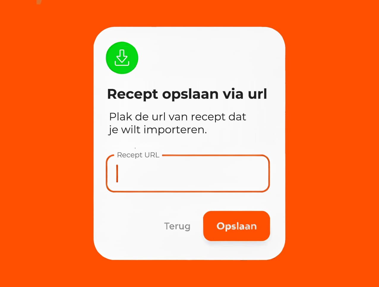 Scherm voor het opslaan van een recept-URL in de GrillHub app