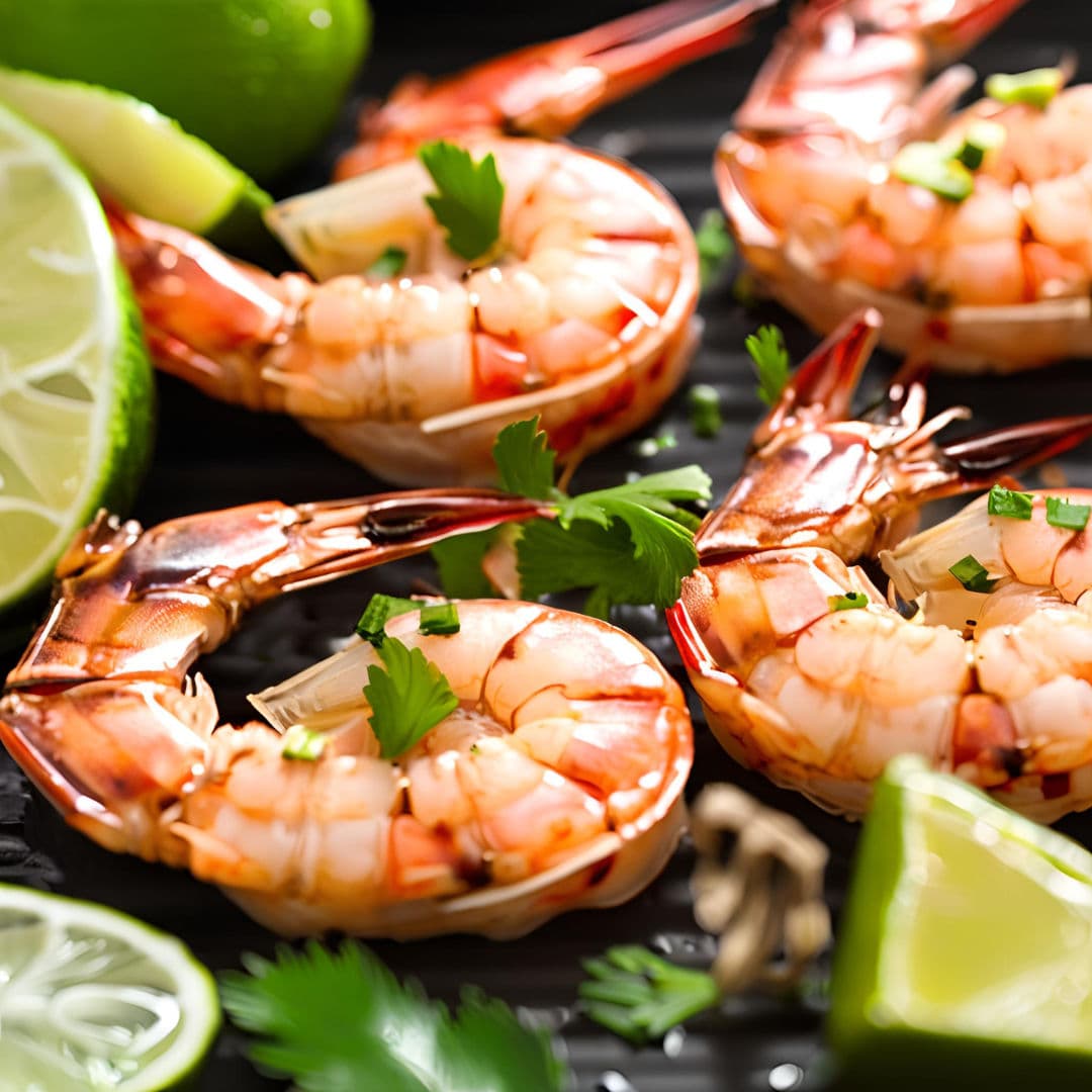 Gegrilde garnalen met knoflook-limoen marinade